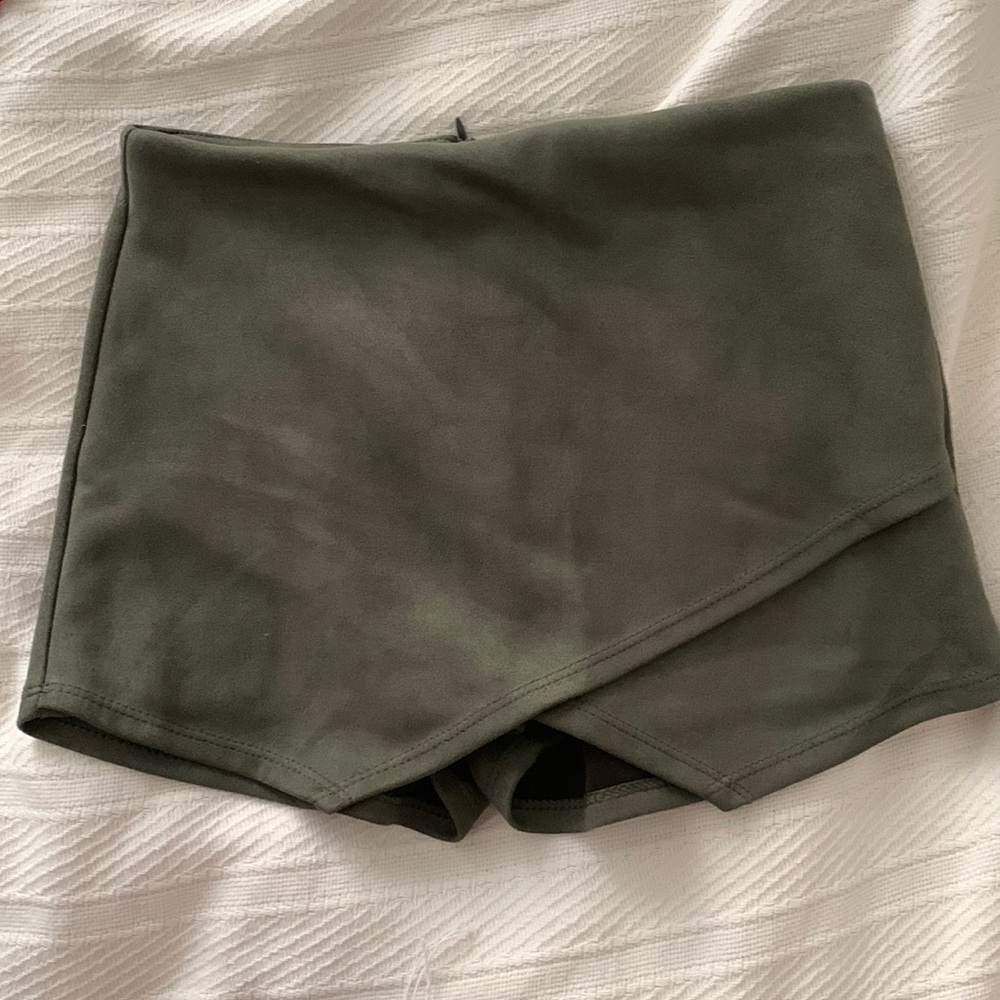Dark Green Suede Skort